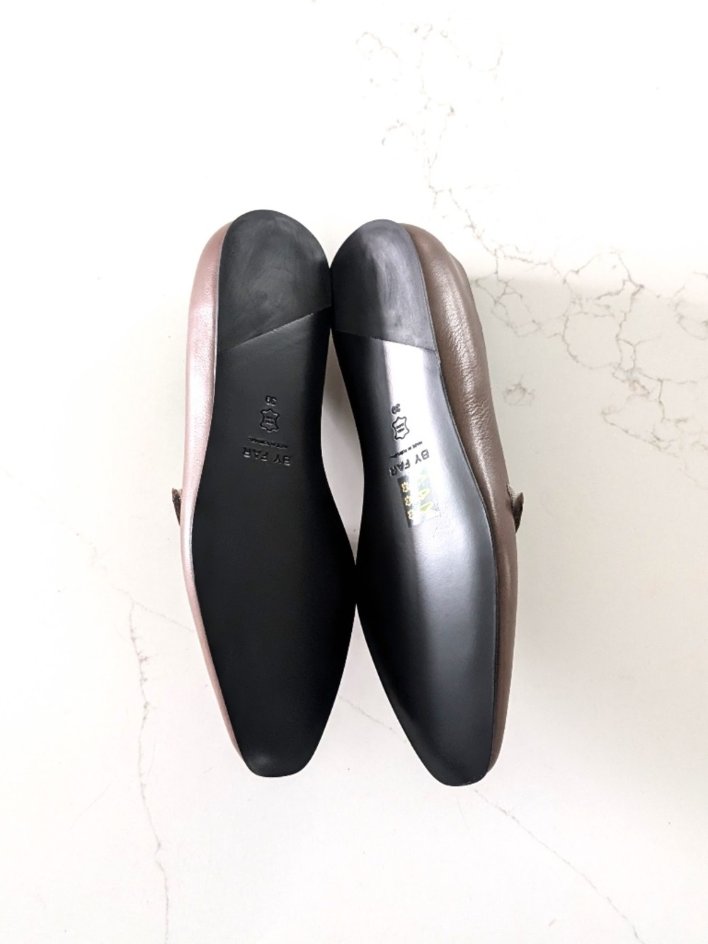 BY FAR Molly Slate Brown Leather Ballet Flats Mary Jane Shoes Women EU 39 US 9 - Picture 4 of 9